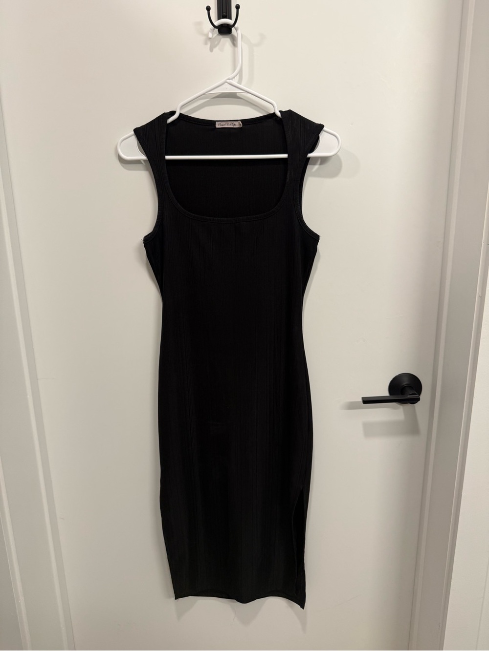 Heart Hips Black Ribbed Tank Midi Dress